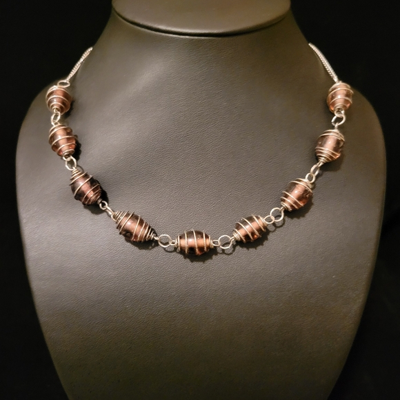 Estate Purple Glass Beaded Wire Wrap Necklace - Picture 2 of 4